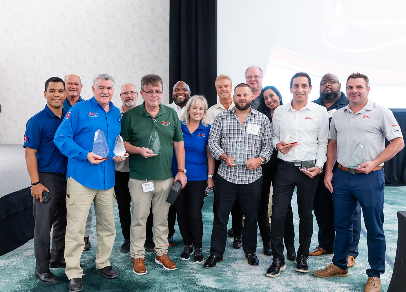 group of a Century Fire Protection staff recognition award winners